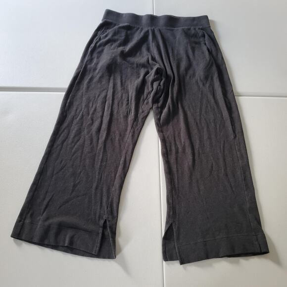 Pact Pants Womens XL Charcoal Gray Organic Cotton Cropped Wide Lounge Pull On - Picture 1 of 9
